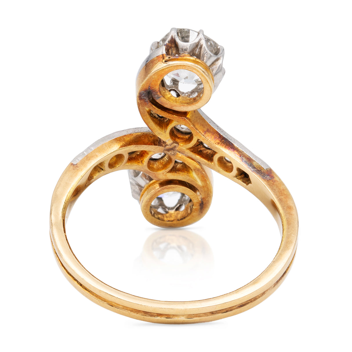 vintage toi et moi diamond ring, rear view.