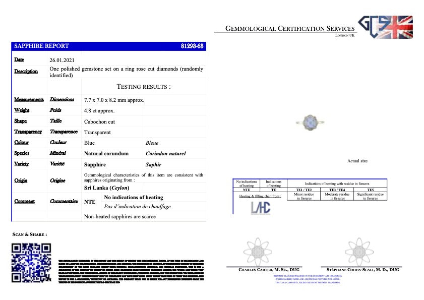 Art Deco, cabochon sri lankan sapphire & diamond ring