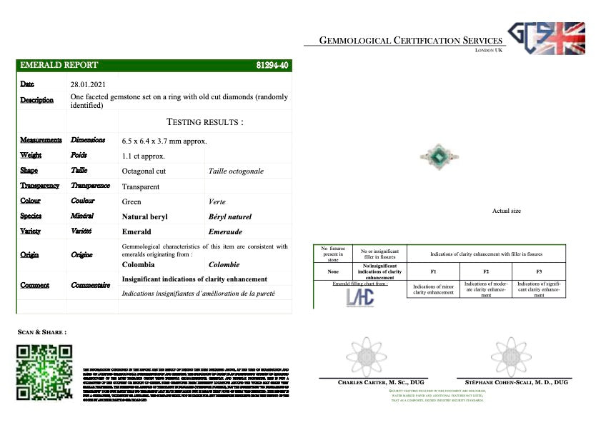Exceptional, Edwardian, Colombian emerald & diamond ring