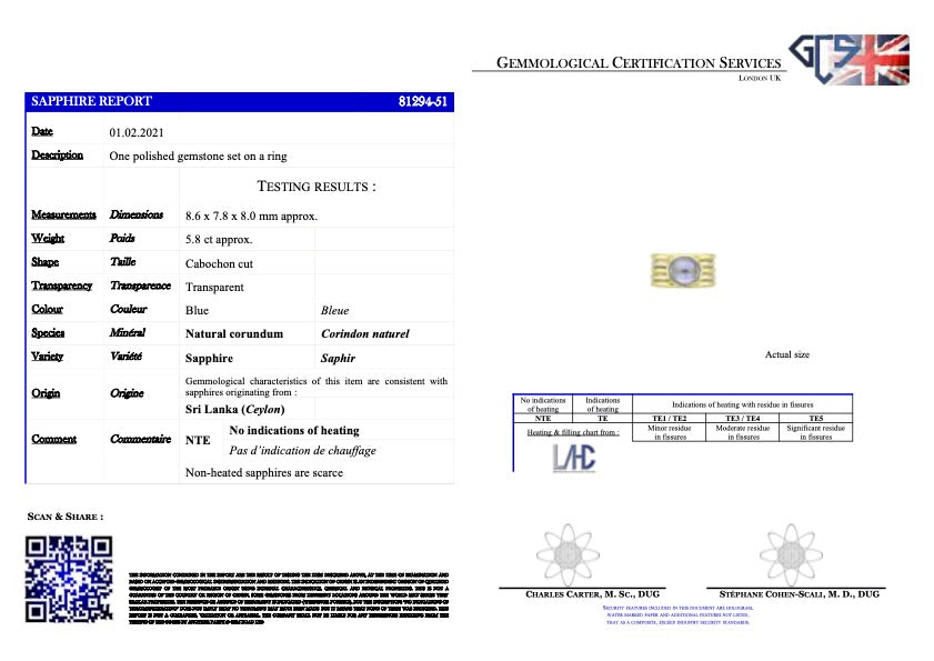 18ct gold, French, sri lankan cabochon sapphire ring