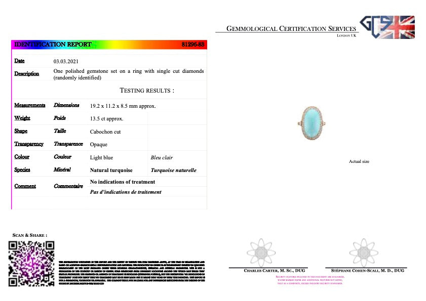 Edwardian, natural cabochon turquoise & diamond ring
