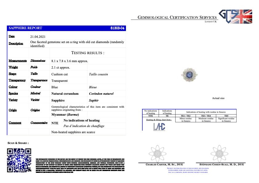 Art Deco, 18ct white gold, Burmese sapphire and diamond ring