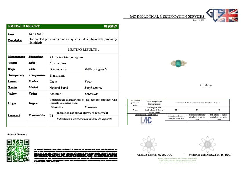 Victorian Colombian emerald and diamond ring, 18ct yellow gold