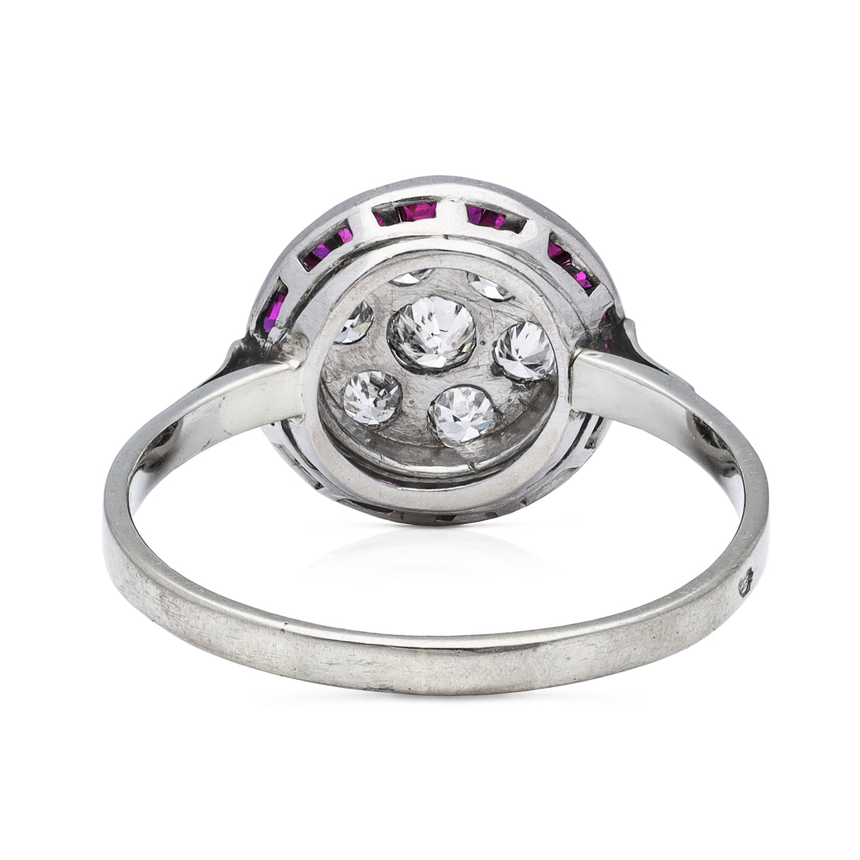Art Deco ruby and diamond ring, rear view.