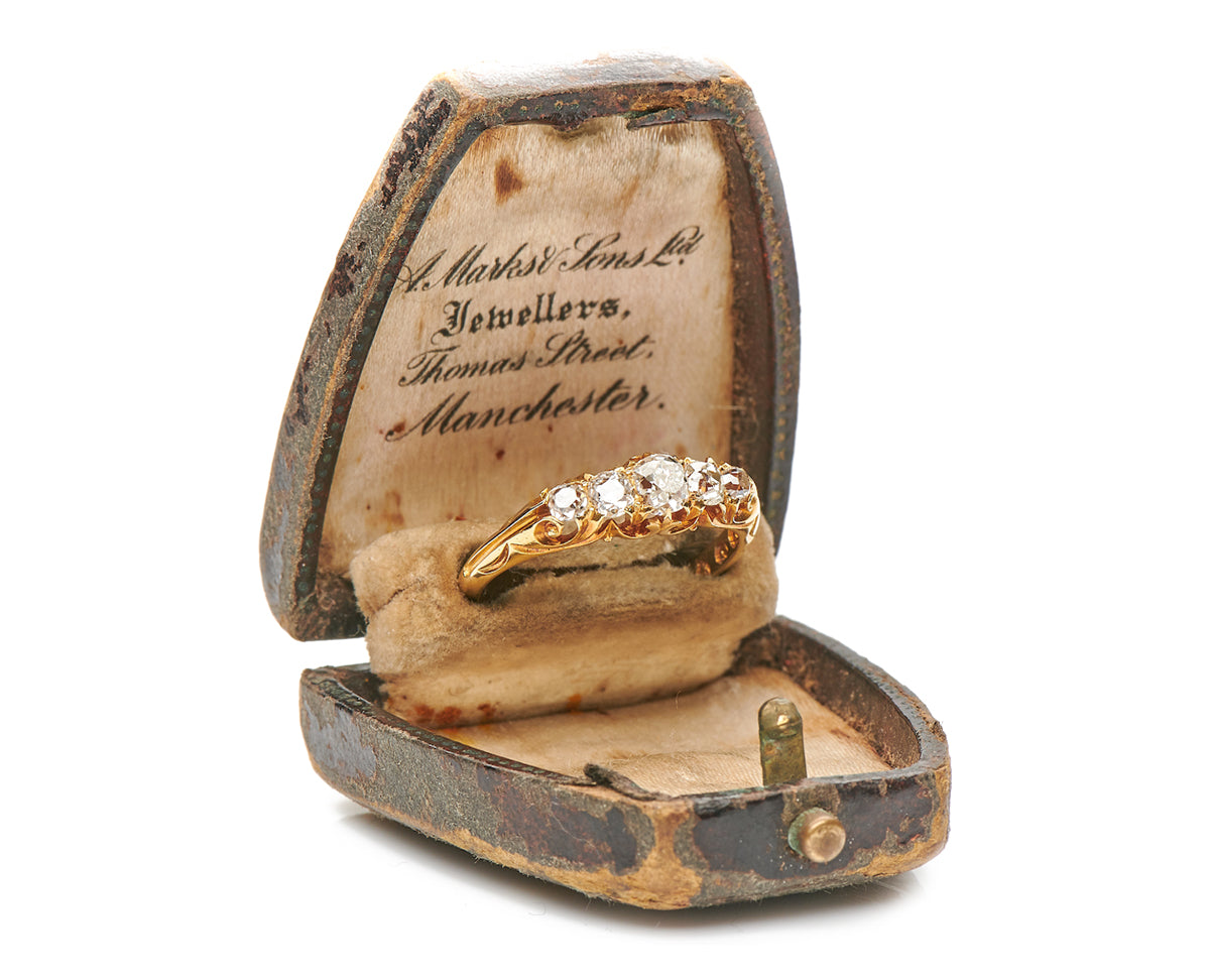 Antique Victorian, 18ct Gold, Diamond Five Stone Engagement Ring |Antique Ring Boutique | Sustainable Antique Rings | Rare Antique Rings | Bespoke Untreated Vintage Antique Rings | An Antique Jewellery Company