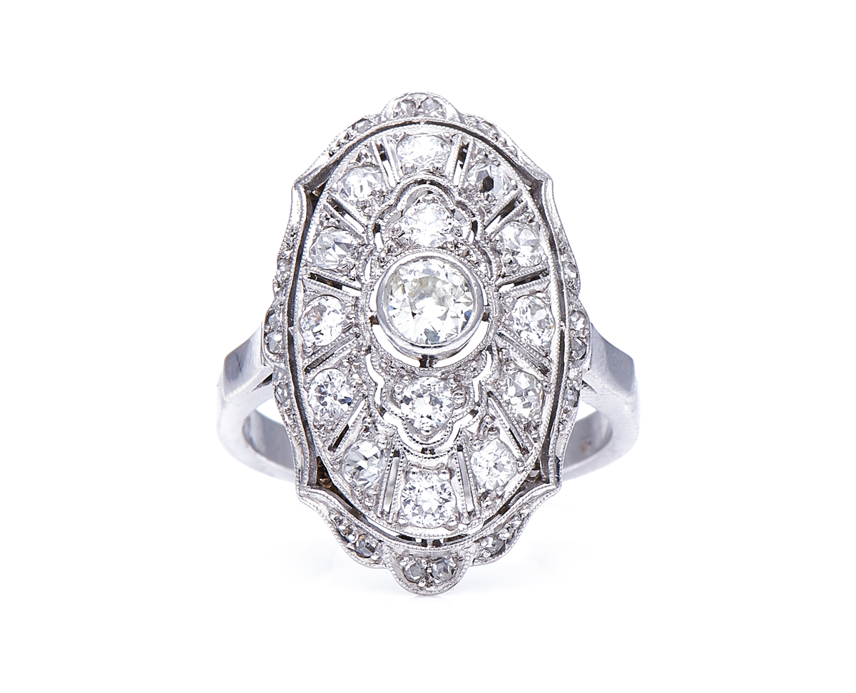Antique-Edwardian-German-White-Gold-Platinum-Diamond-Cluster-Ring