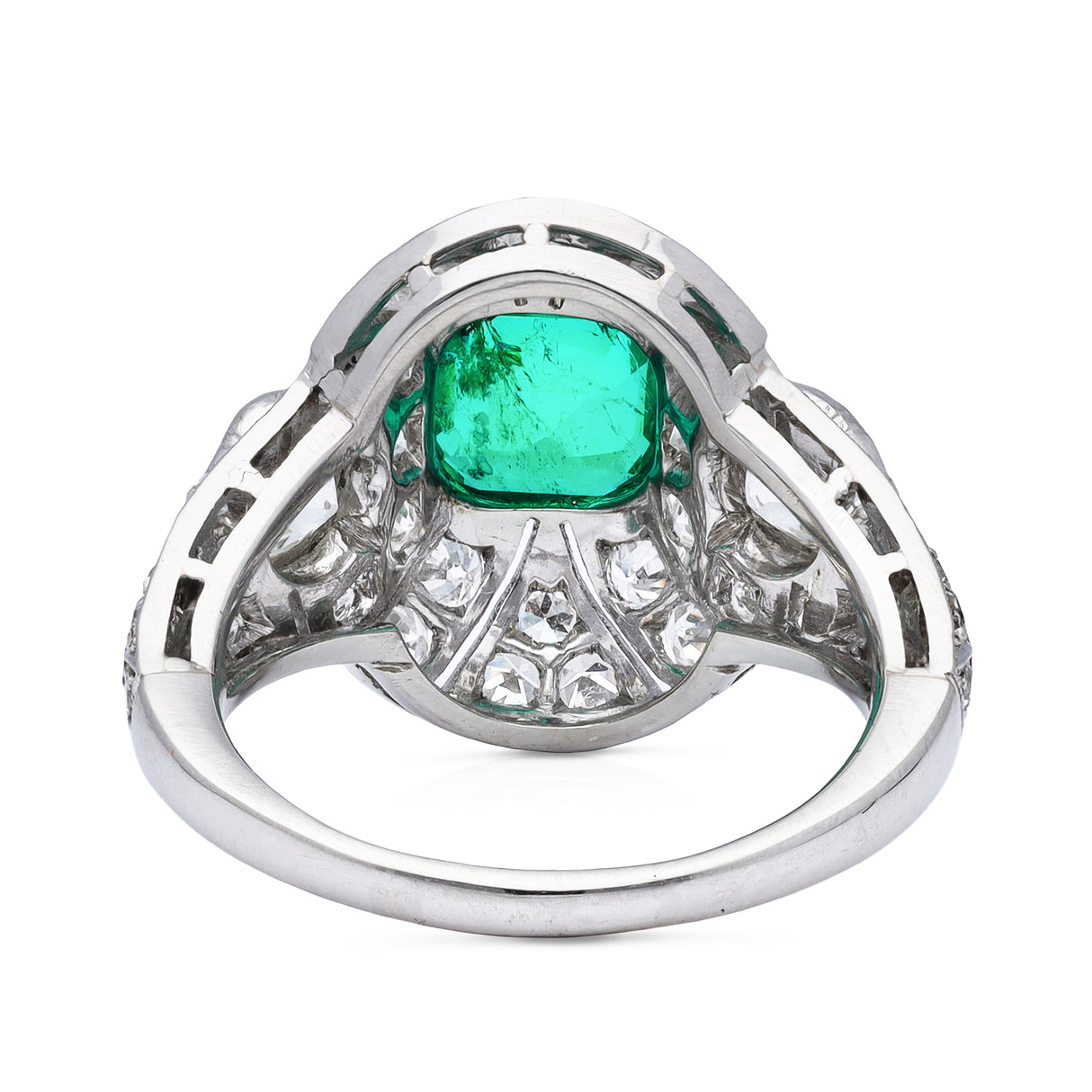 Art Deco Colombian emerald & diamond ring, platinum