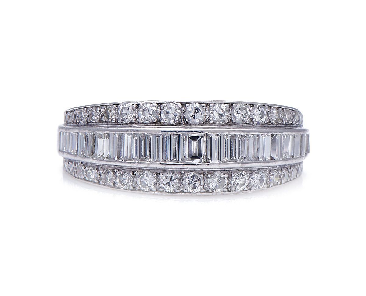 Art Deco, platinum, diamond half eternity ring