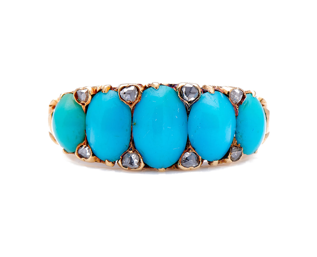 Victorian, 18ct Gold, Natural Turquoise and Diamond Half Hoop Ring Antique Ring Boutique | Untreated Gemstone Rings | Antique Rings | Antique Jewellery Company | | Art Deco | Vintage Jewelry | Antique Engagement Rings | Art Deco Rings | Antique Rings | Antique Jewellery Company | Antique Jewelry | Vintage Jewellery