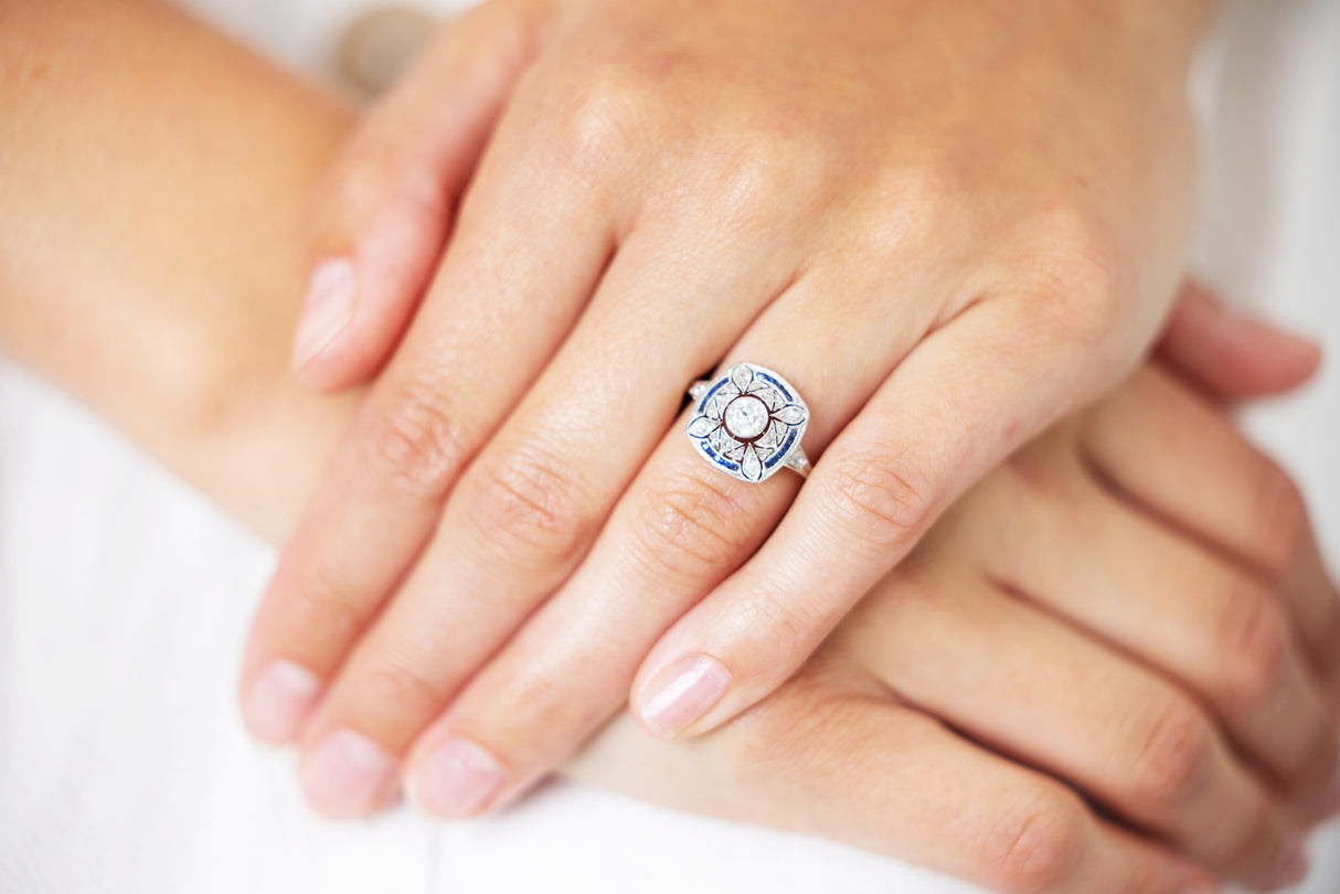 Antique | Belle Époque, platinum, 18ct gold, sapphire and diamond ring