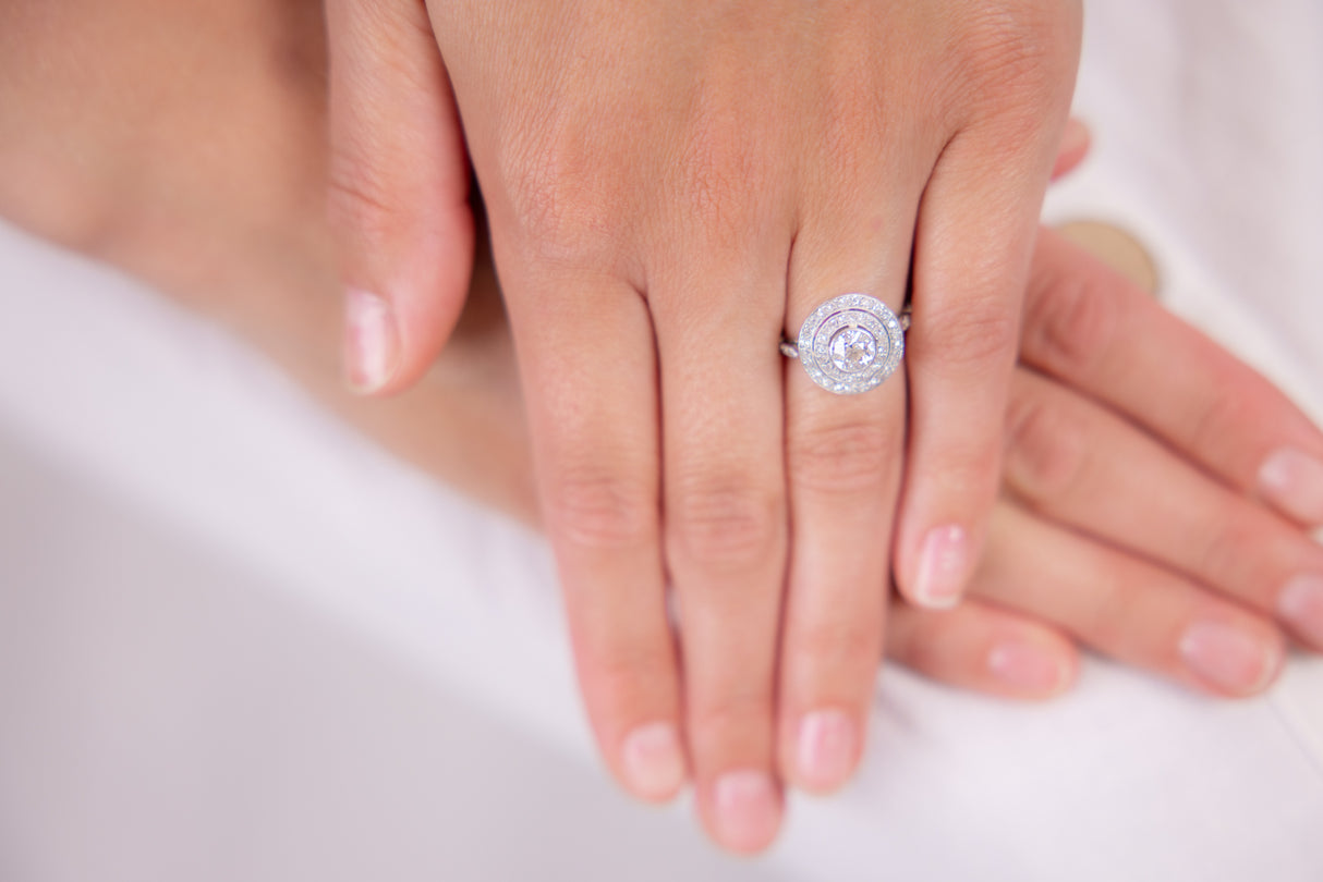 Antique | Art Deco, platinum, diamond target ring