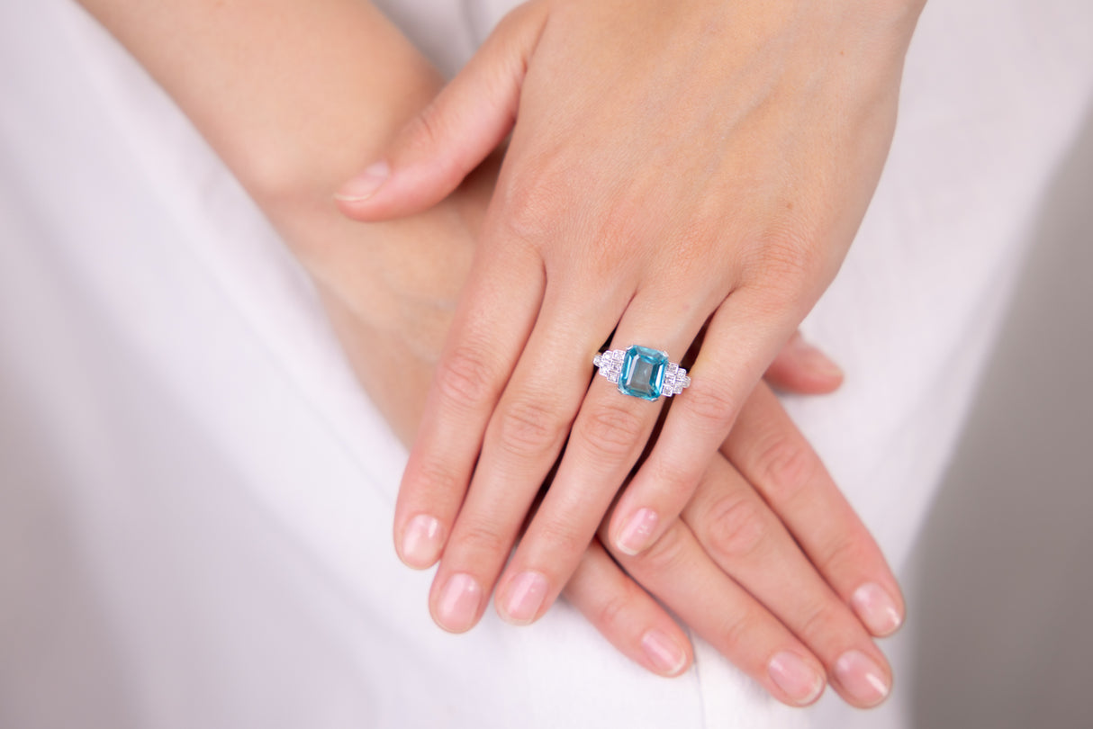 Art Deco | zircon & diamond ring, complete with original receipt