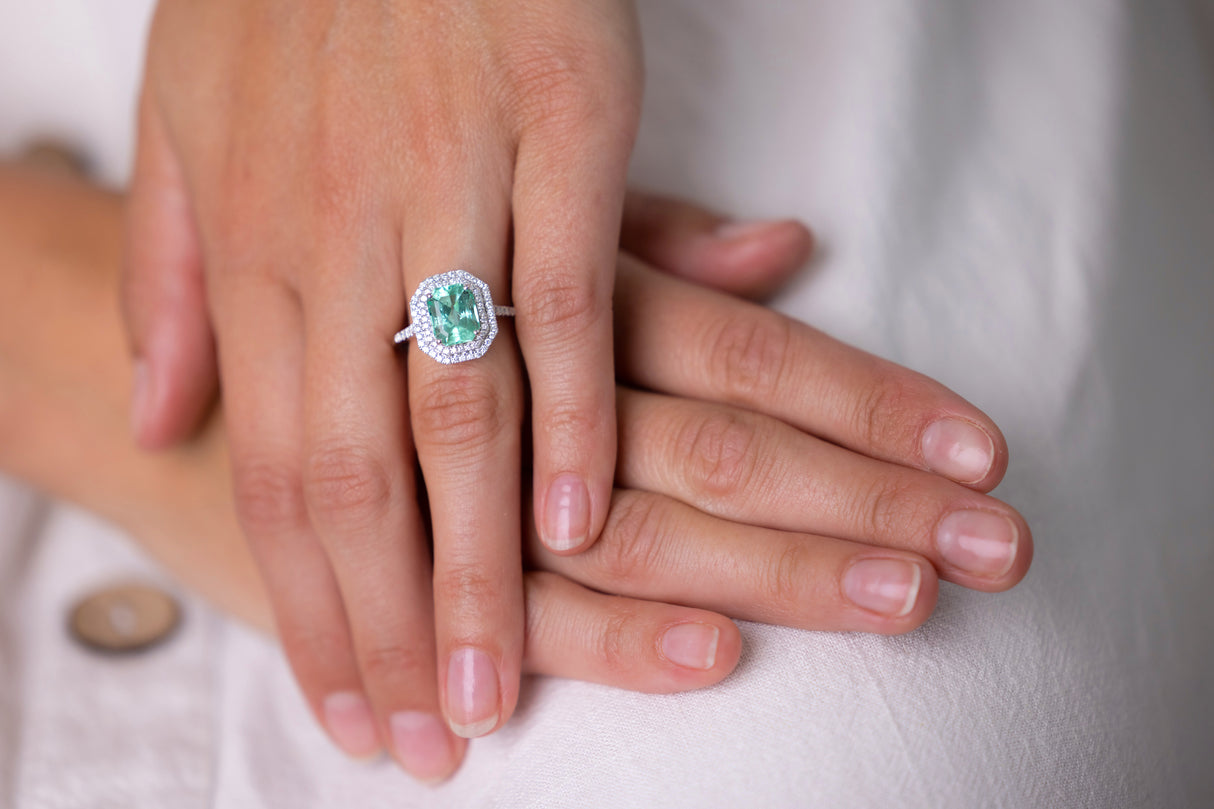 Party time | a stunning emerald and diamond cocktail ring, 18ct white gold