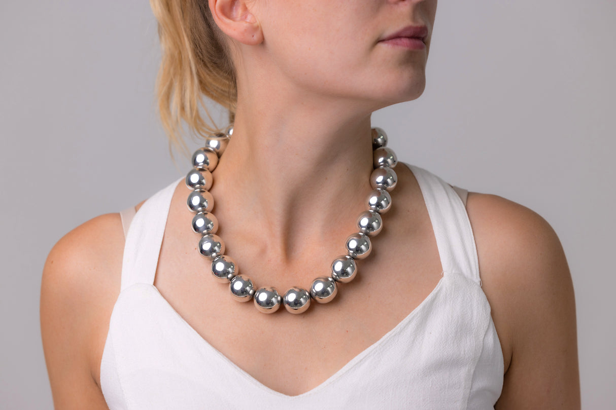 Modernist | A Stylish Large Silver Ball Necklace