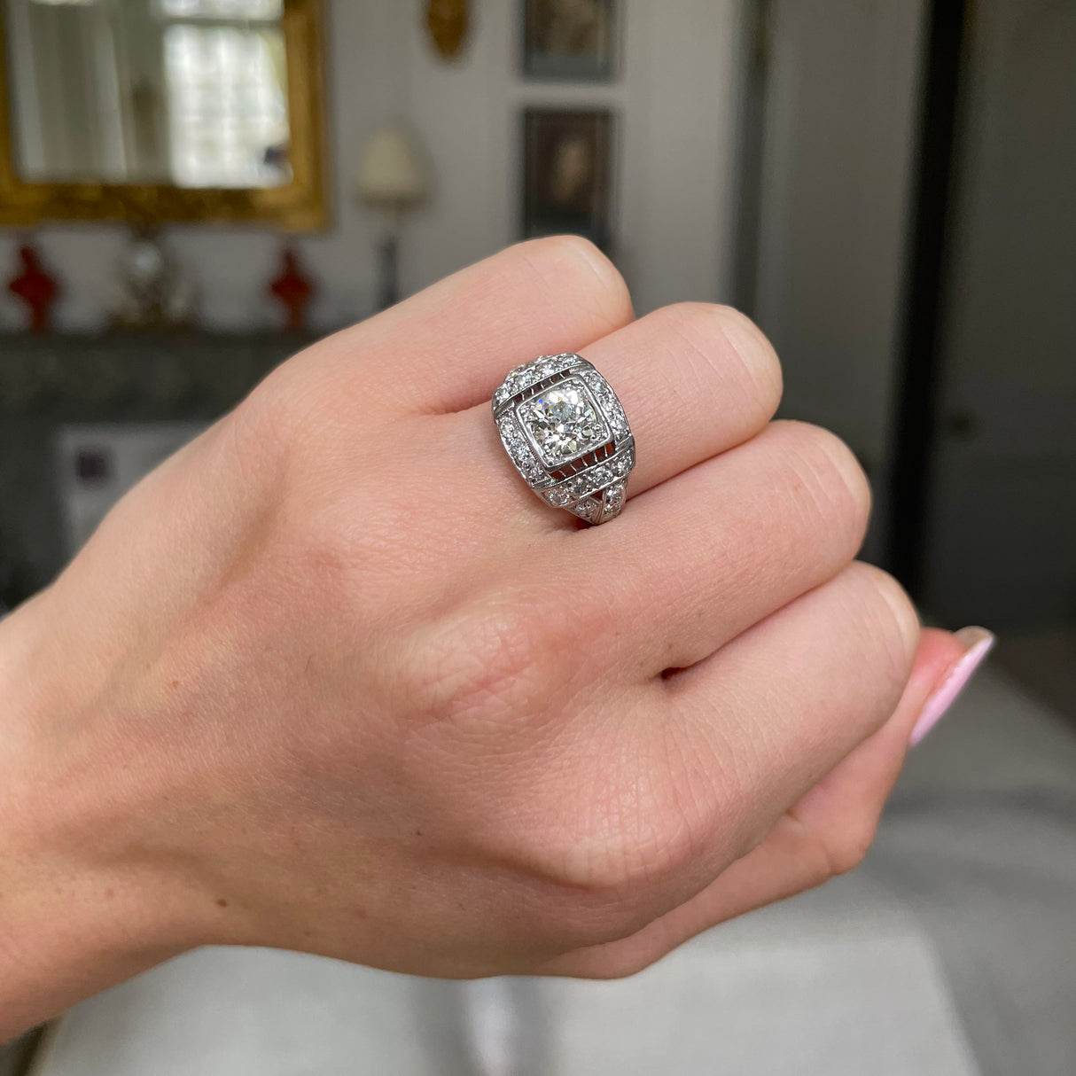 1920s Art Deco, diamond engagement ring