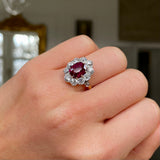 Antique, Edwardian, ruby & diamond cluster engagement ring