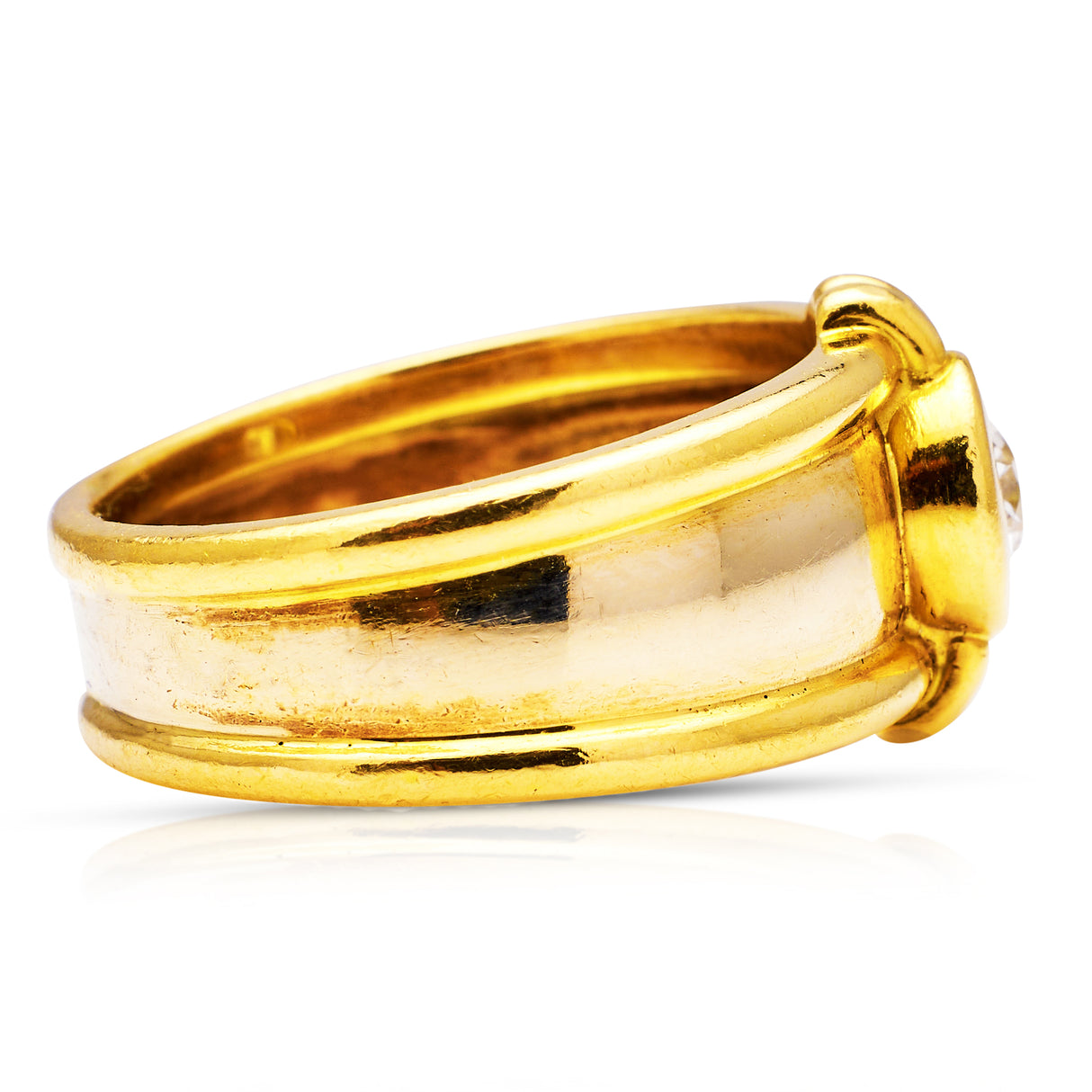 Ancient inspired diamond band, 18ct yellow gold, French. circa 1980