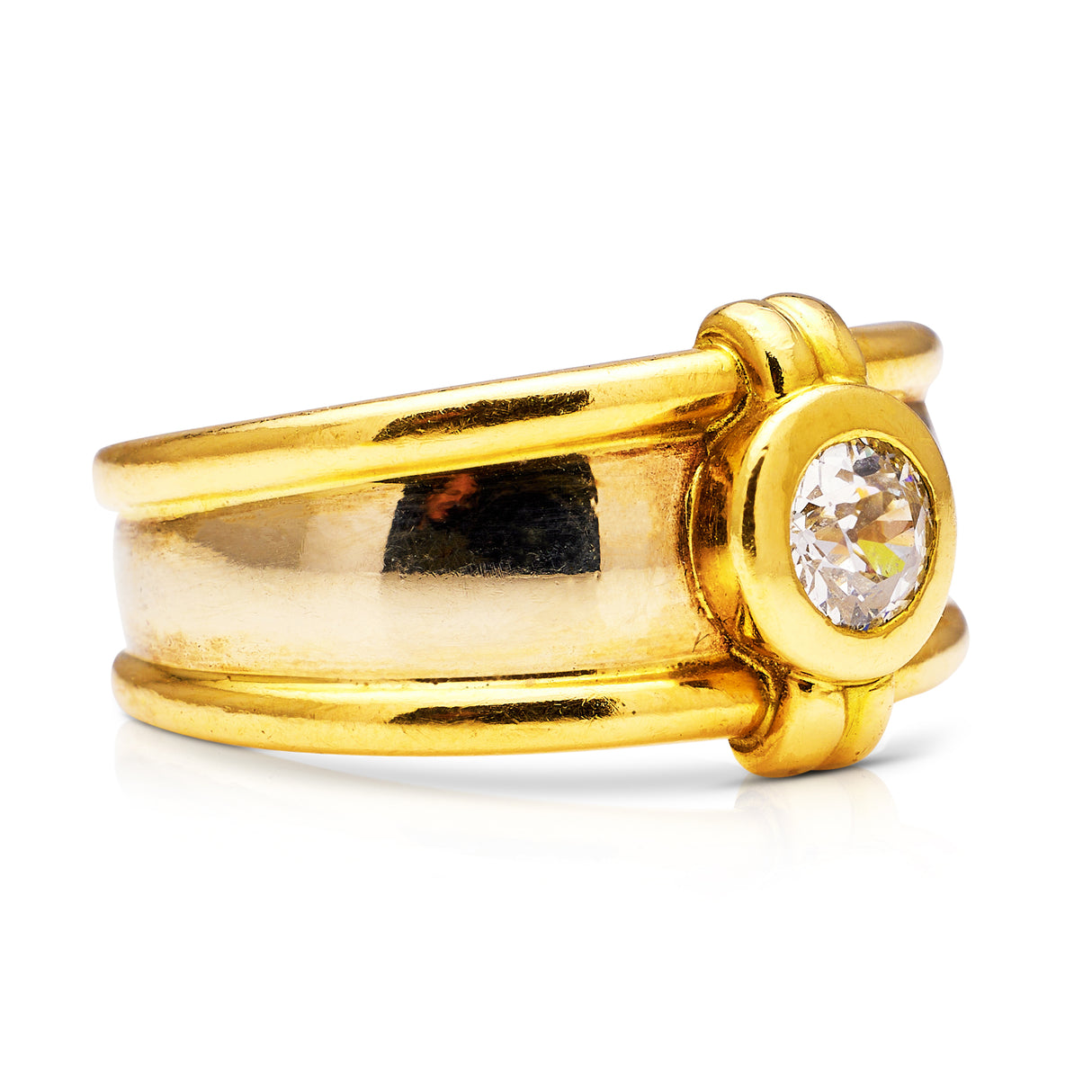 Ancient inspired diamond band, 18ct yellow gold, French. circa 1980