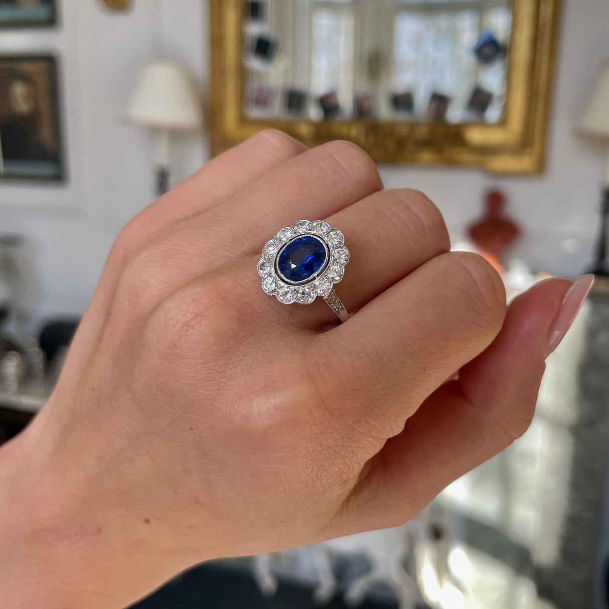 Art Deco, sapphire & diamond cluster ring
