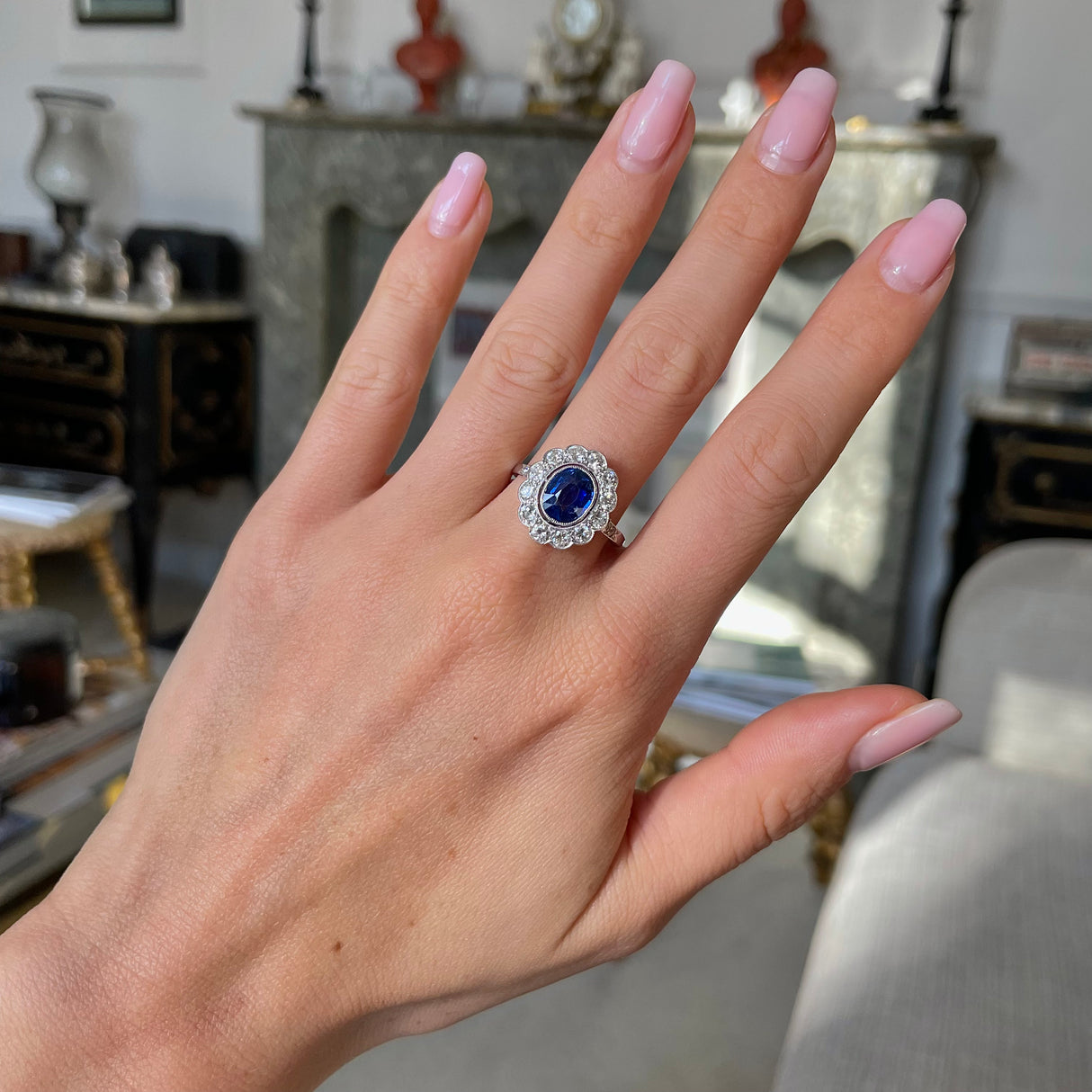 Art Deco, sapphire & diamond cluster ring