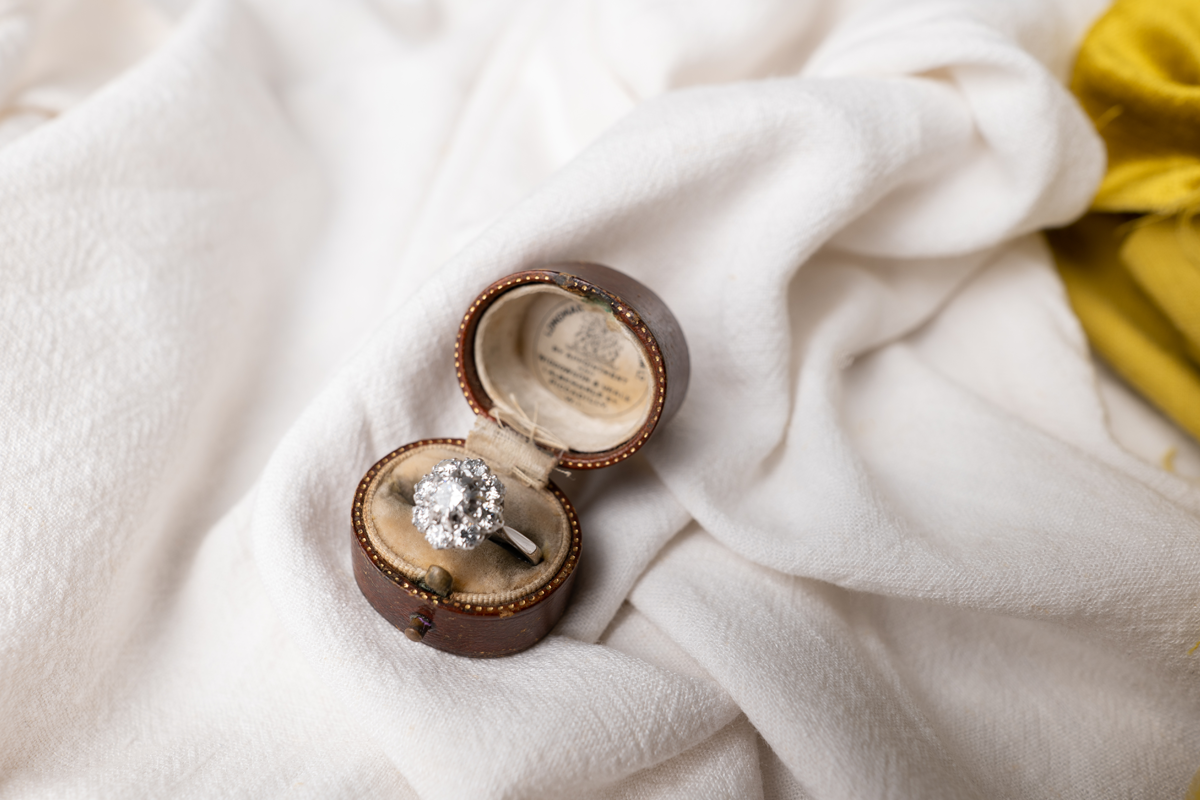 Vintage, 18ct White Gold, Diamond Cluster Engagement Ring |Antique Ring Boutique | Sustainable Antique Rings | Rare Antique Rings | Bespoke Untreated Vintage Antique Rings