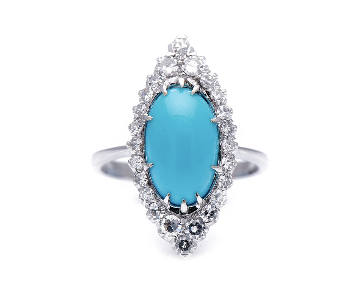 Turquoise-Diamond-Cluster-Ring-Vintage