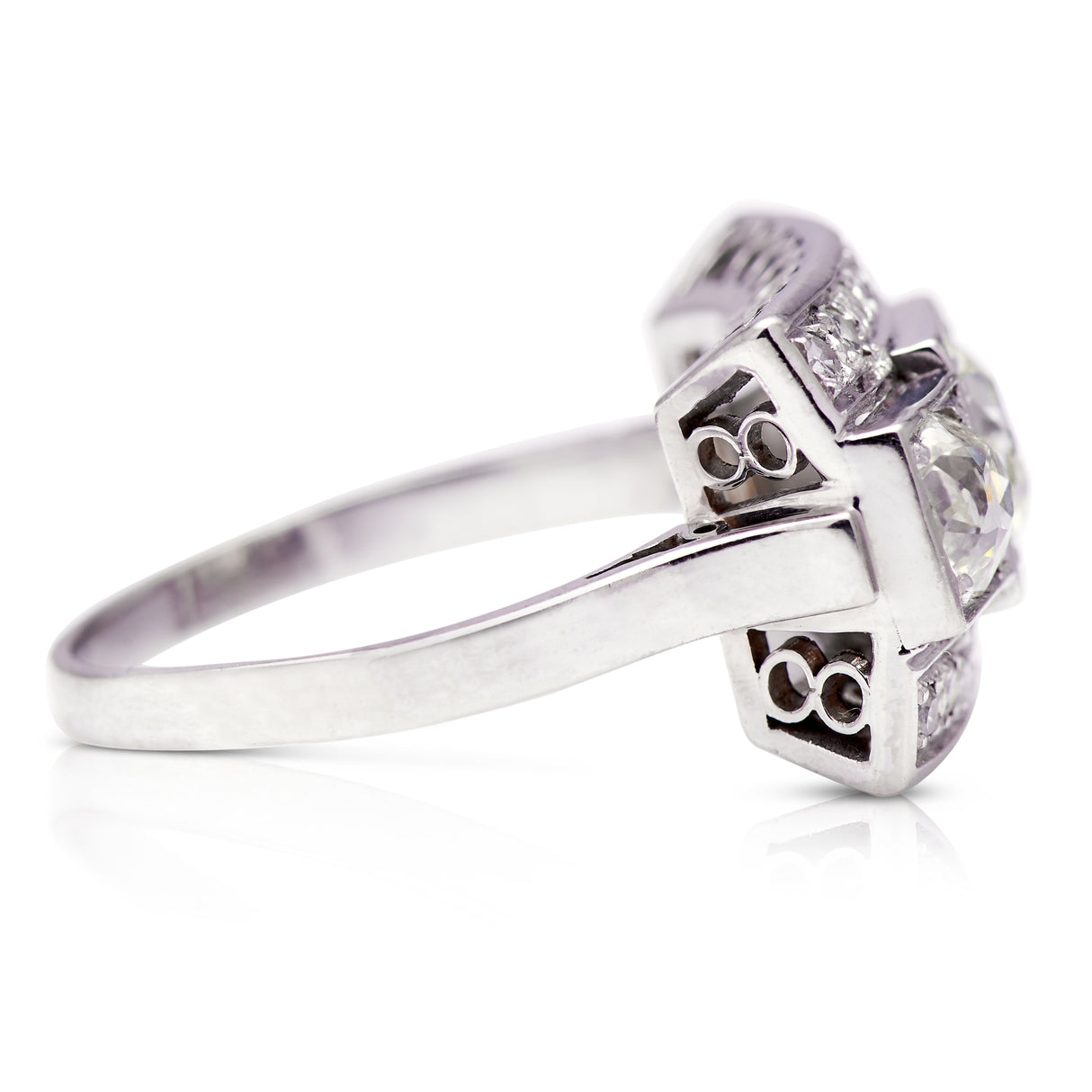 Art Deco, 1930s, platinum, diamond plaque engagement ring