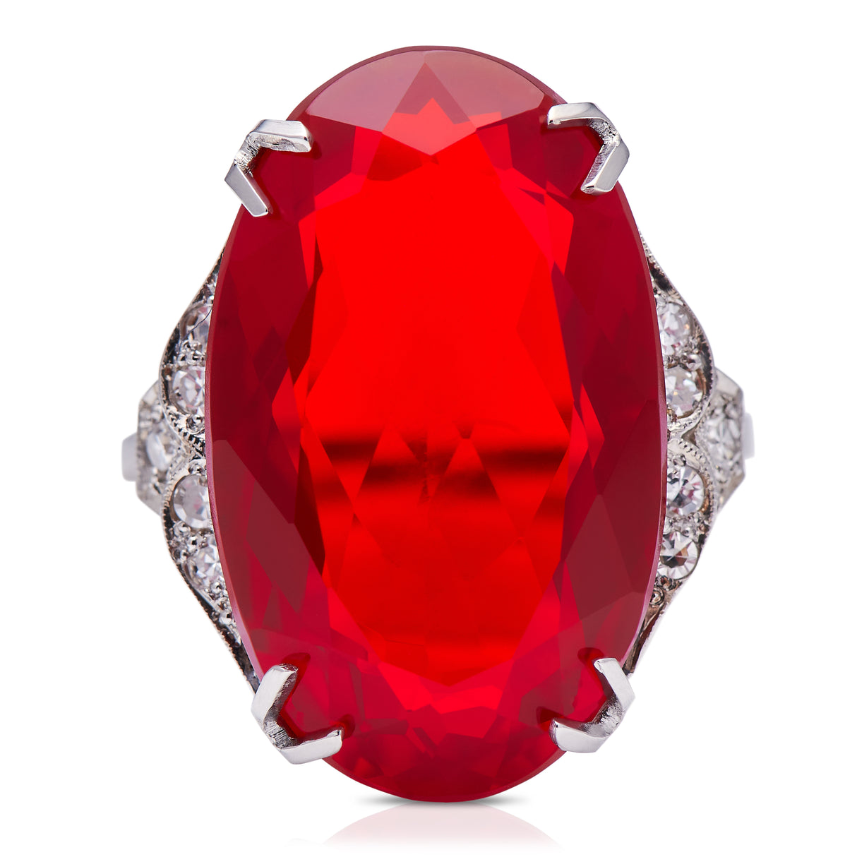 Antique Engagement Rings | Antique Ring Boutique | Vintage Engagement Rings | Antique Engagement Rings | Antique Jewellery company | Vintage Jewellery Art Deco, Platinum, Fire Opal and Diamond Ring