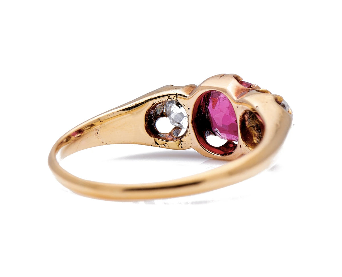 Edwardian, 18ct gold, Burmese red spinel and diamond ring