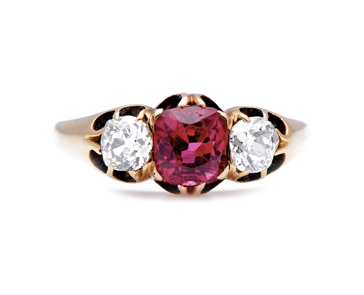 Edwardian, 18ct gold, Burmese red spinel and diamond ring