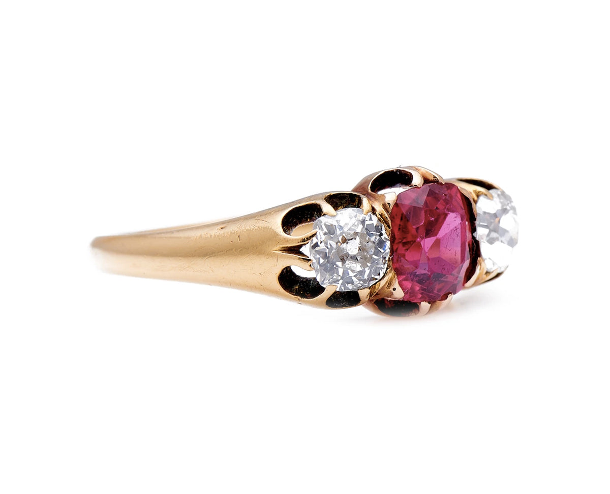Edwardian, 18ct gold, Burmese red spinel and diamond ring