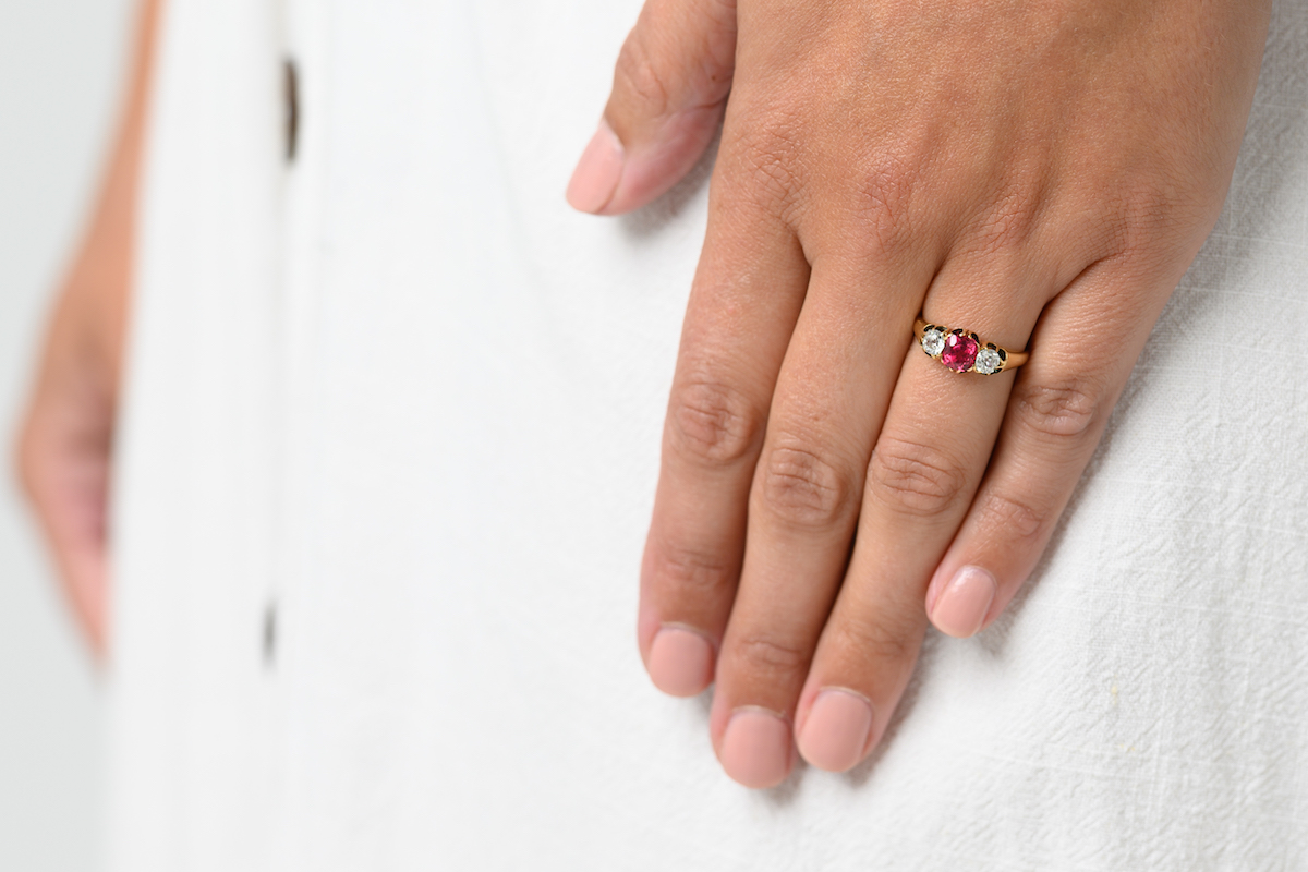 Edwardian, 18ct gold, Burmese red spinel and diamond ring