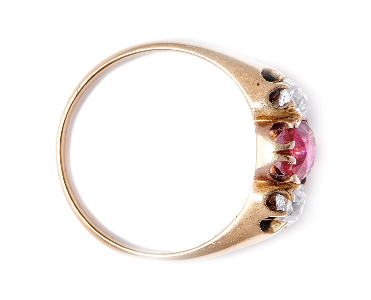 Edwardian, 18ct gold, Burmese red spinel and diamond ring