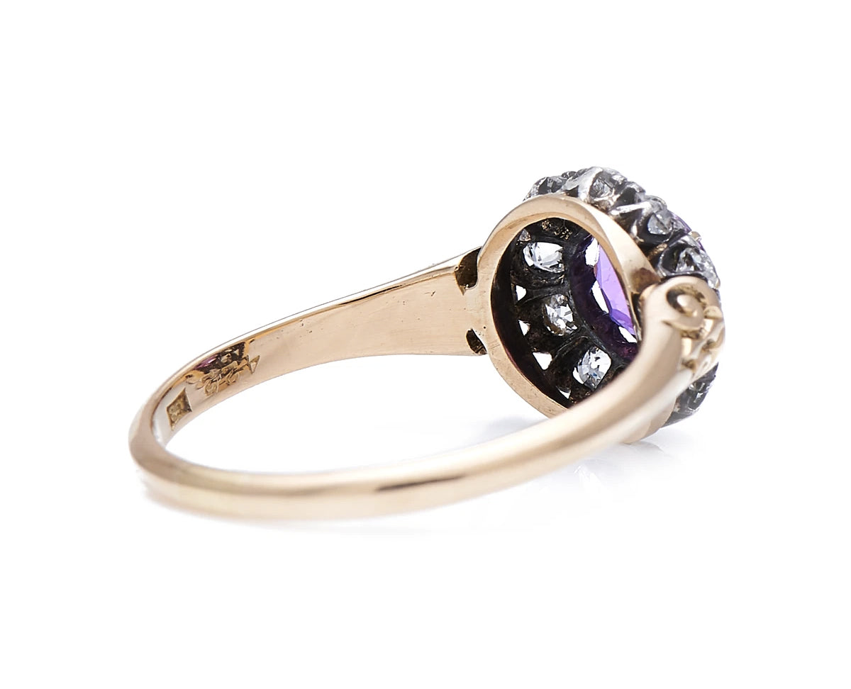 Edwardian, 18ct gold, natural pink sapphire and diamond cluster ring