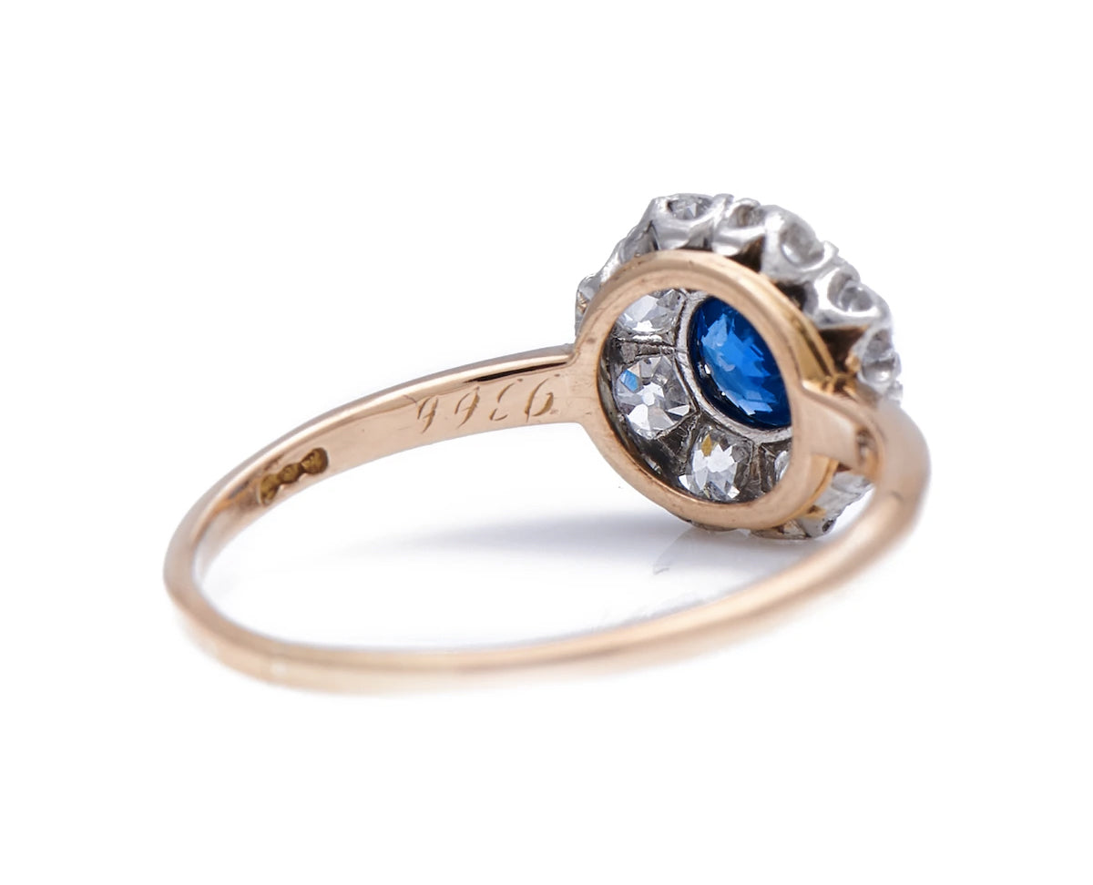 Antique Art Deco, 18ct Gold, Royal Blue Sapphire and Diamond Engagement Ring Antique Ring Boutique | Vintage Jewelry |Untreated Gemstone Rings | Antique Engagement Rings | Art Deco Rings | Antique Rings | Antique Jewellery Company