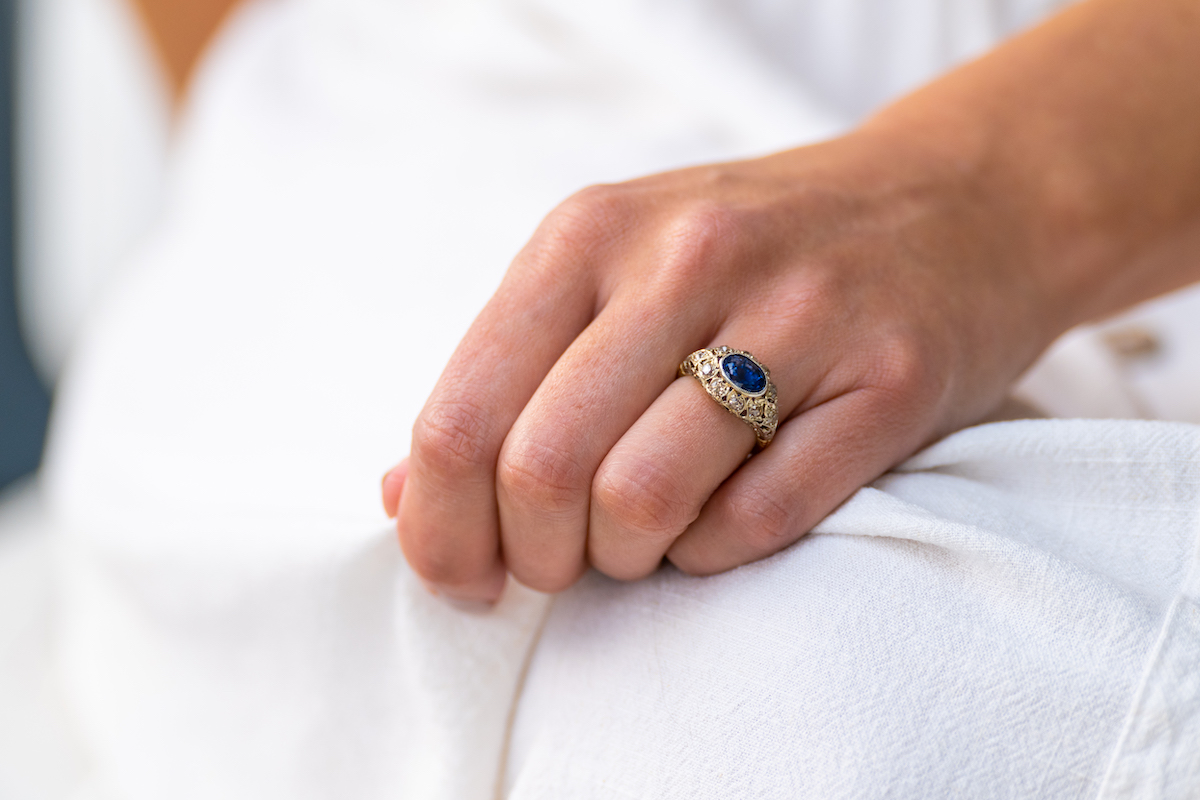 Edwardian, 3ct natural sri lankan sapphire and diamond engagement ring