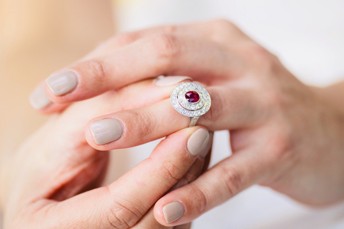 Edwardian, platinum, Burmese ruby and diamond cluster ring