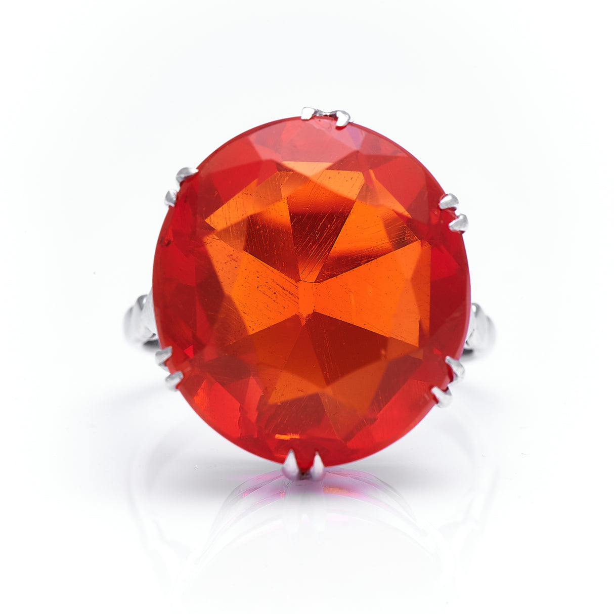 Retro, 1940s, platinum, fire opal ring