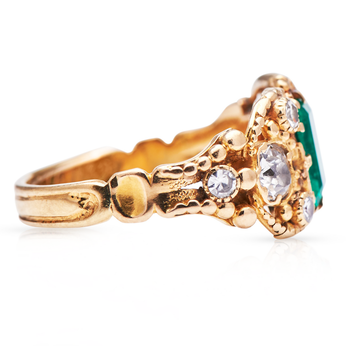 Georgian, 18ct Gold, Colombian Emerald and Diamond 'Souvenir' Ring Antique Engagement Rings | Antique Emerald Rings | Emerald Engagement Rings | Emerald and Diamonds Rings | Diamond Engagement Rings | Antique Rings | Antique Ring Boutique | Vintage Engagement Rings | Antique Engagement Rings | Antique Jewellery company | Vintage Jewellery