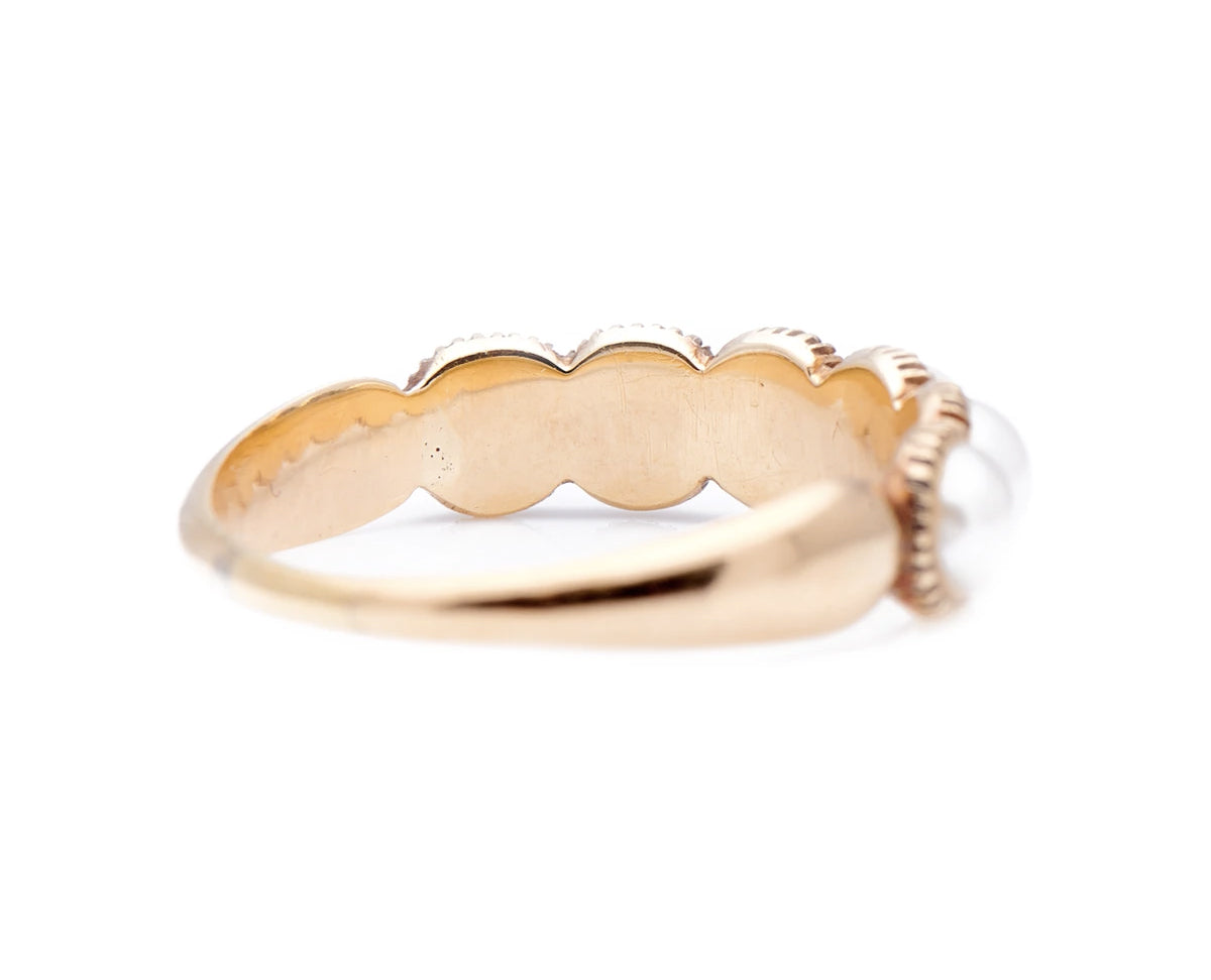 Antique Georgian, 15ct Gold, Natural Pearl Half Hoop Ring |Antique Ring Boutique | Bespoke Untreated Vintage Antique Rings