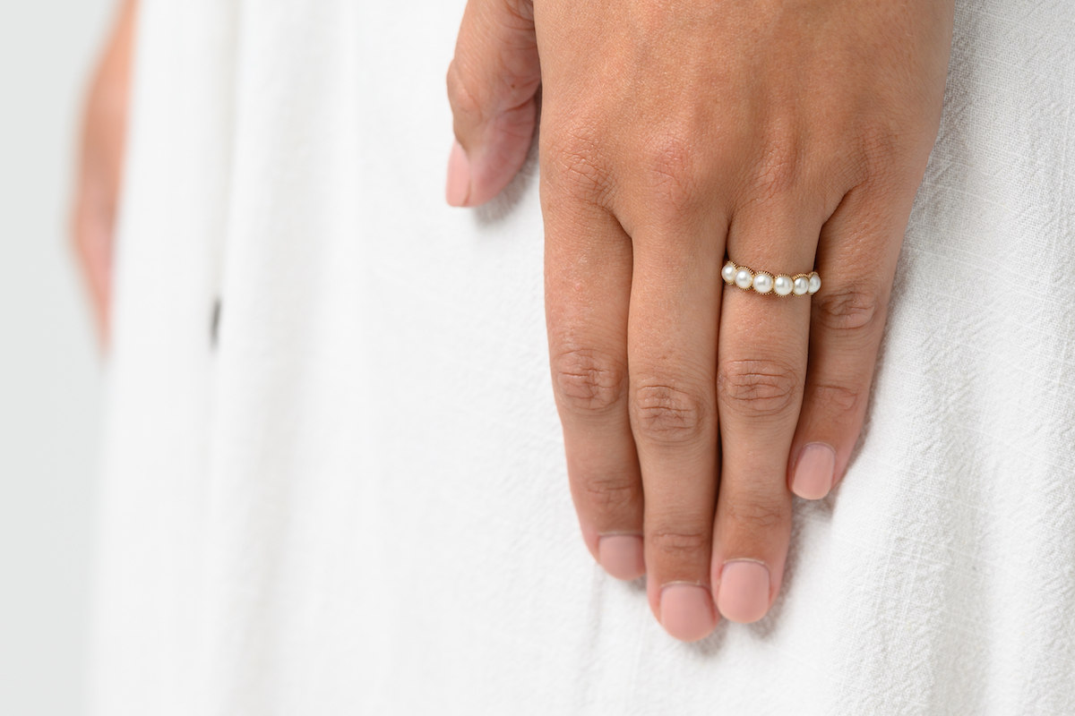 Antique Georgian, 15ct Gold, Natural Pearl Half Hoop Ring |Antique Ring Boutique | Bespoke Untreated Vintage Antique Rings