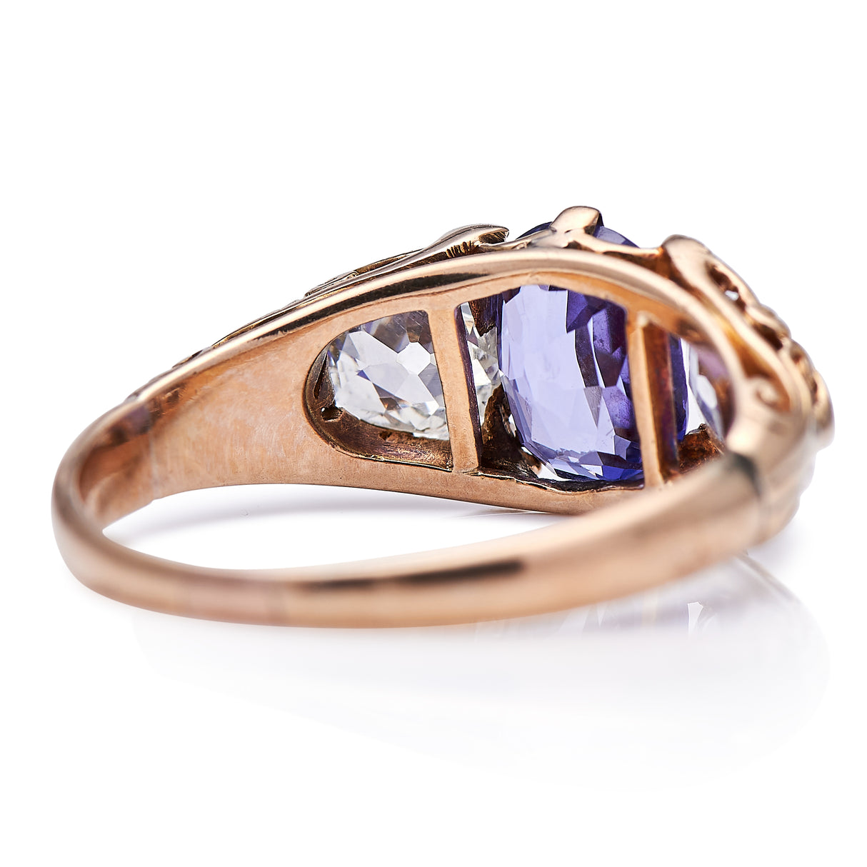 Antique Engagement Rings | Antique Ring Boutique | Vintage Engagement Rings | Antique Engagement Rings | Antique Jewellery company | Vintage Jewellery Victorian, 18ct Gold, Purple Sapphire and Diamond Ring