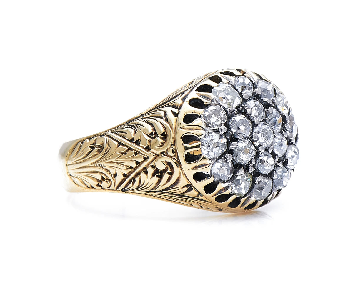 Antique Victorian, 18ct gold, diamond cluster ring
