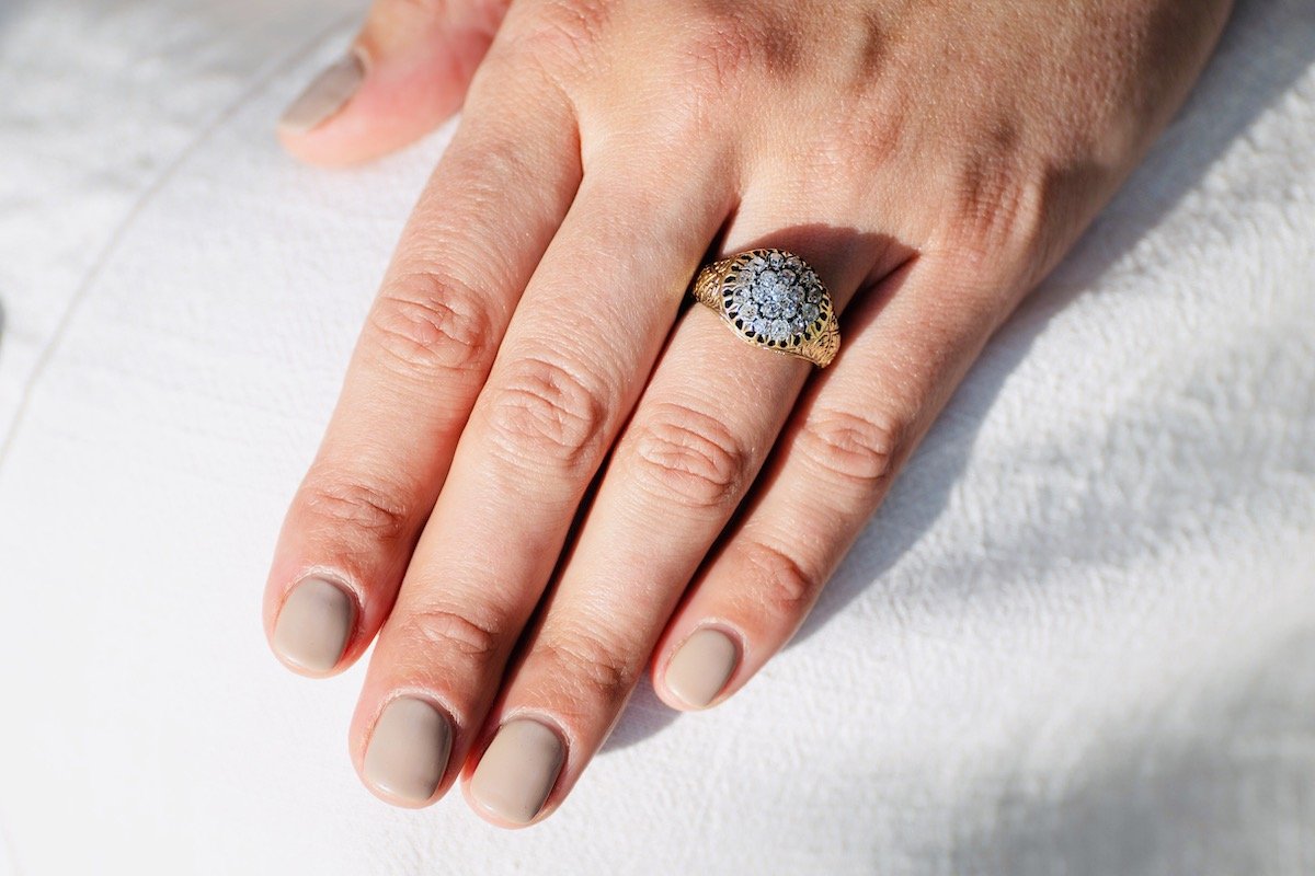 Antique Victorian, 18ct gold, diamond cluster ring