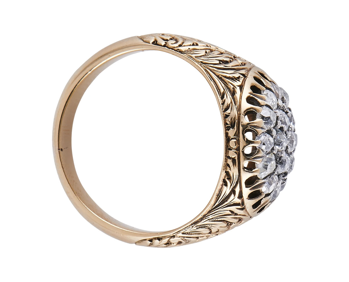 Antique Victorian, 18ct gold, diamond cluster ring