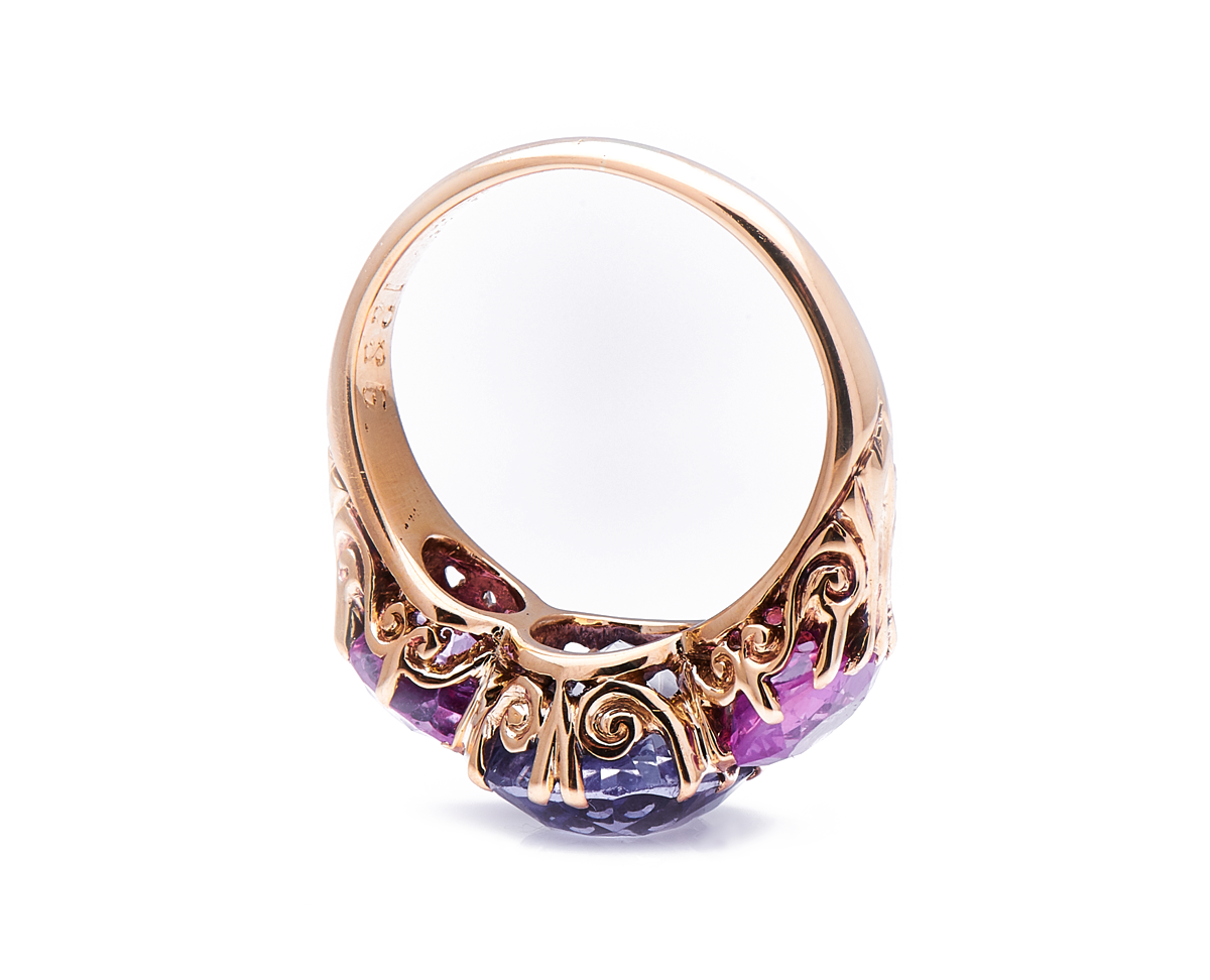 Antique Victorian, 18ct gold, natural colour-change sapphire and pink sapphire ring