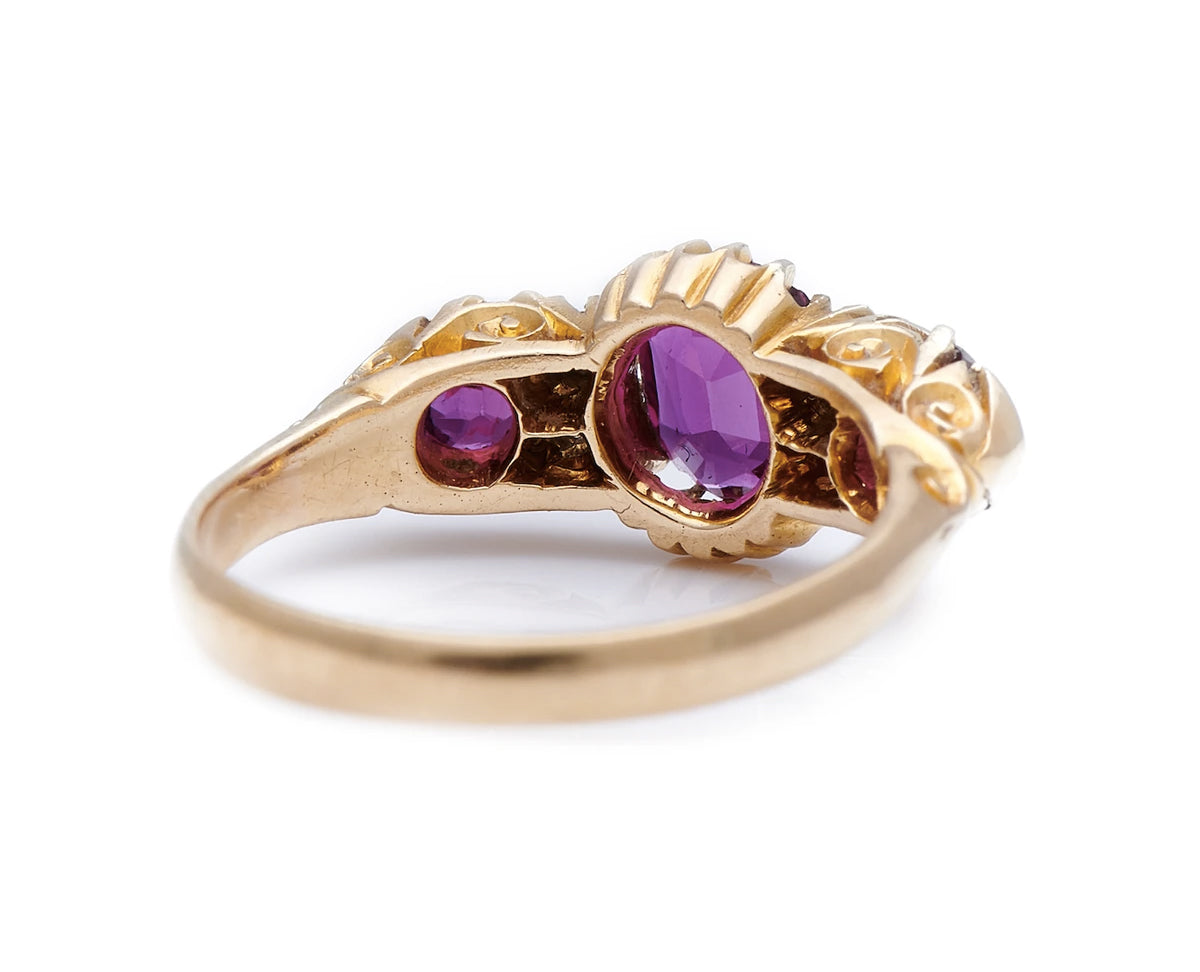 Victorian, 18ct Gold, Natural Ruby and Diamond Half Hoop Engagement Ring | Antique Rings | Antique Ring Boutique | Vintage Engagement Rings | Antique Engagement Rings