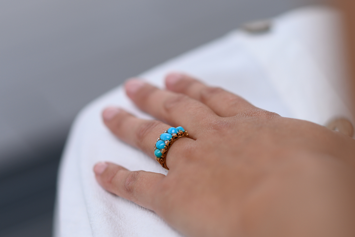 Victorian, 18ct Gold, Natural Turquoise and Diamond Half Hoop Ring Antique Ring Boutique | Untreated Gemstone Rings | Antique Rings | Antique Jewellery Company | | Art Deco | Vintage Jewelry | Antique Engagement Rings | Art Deco Rings | Antique Rings | Antique Jewellery Company | Antique Jewelry | Vintage Jewellery