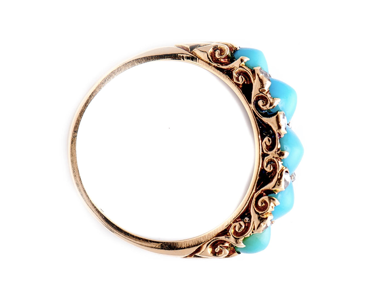 Victorian, 18ct Gold, Natural Turquoise and Diamond Half Hoop Ring Antique Ring Boutique | Untreated Gemstone Rings | Antique Rings | Antique Jewellery Company | | Art Deco | Vintage Jewelry | Antique Engagement Rings | Art Deco Rings | Antique Rings | Antique Jewellery Company | Antique Jewelry | Vintage Jewellery