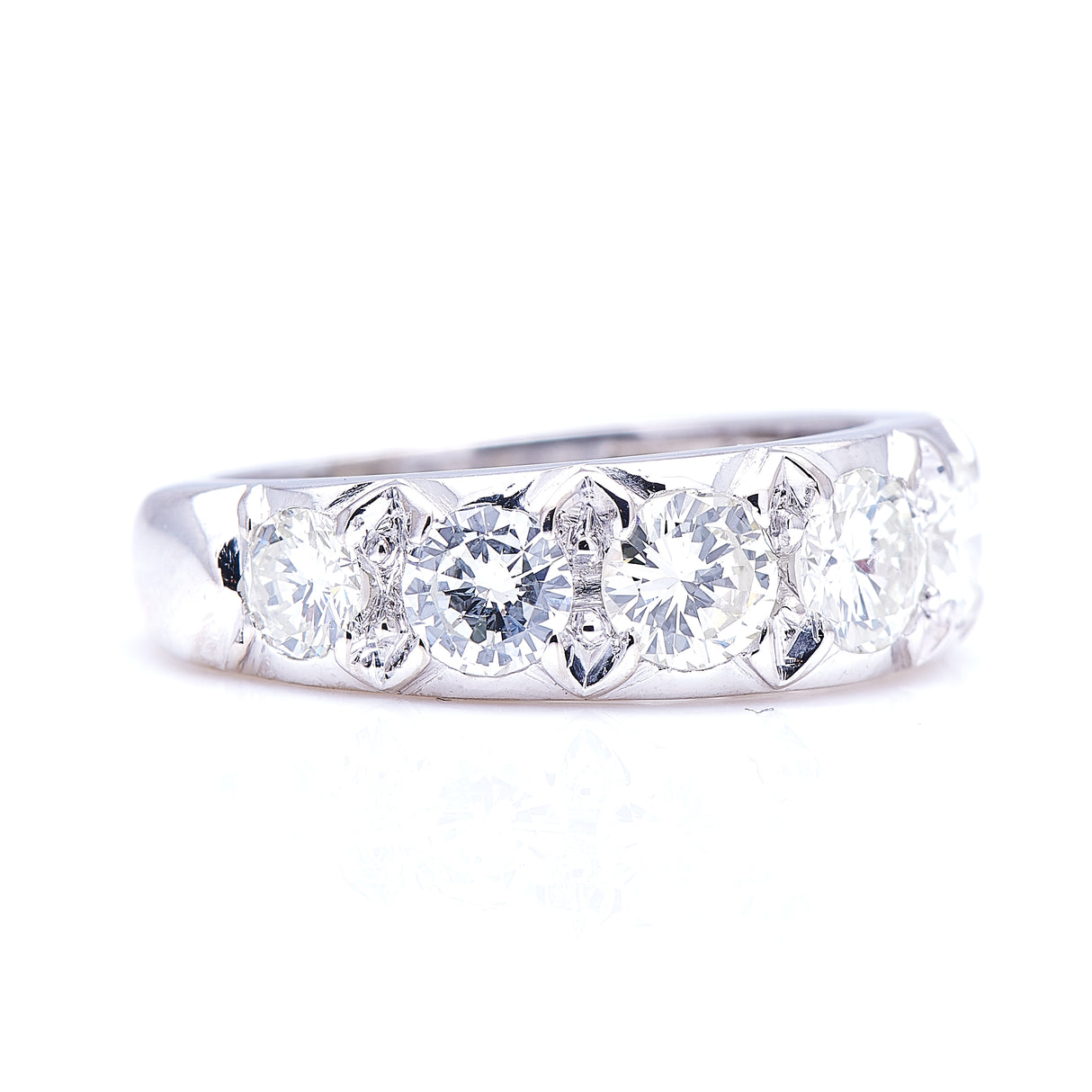 Vintage, 18ct white gold, diamond half-eternity ring